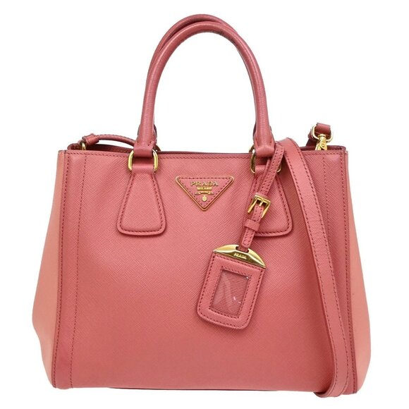 PRADA MILANO Logo 2Way Shoulder Hand Bag Saffiano Leather Pink GHW Italy 29KB269 - Picture 1 of 16